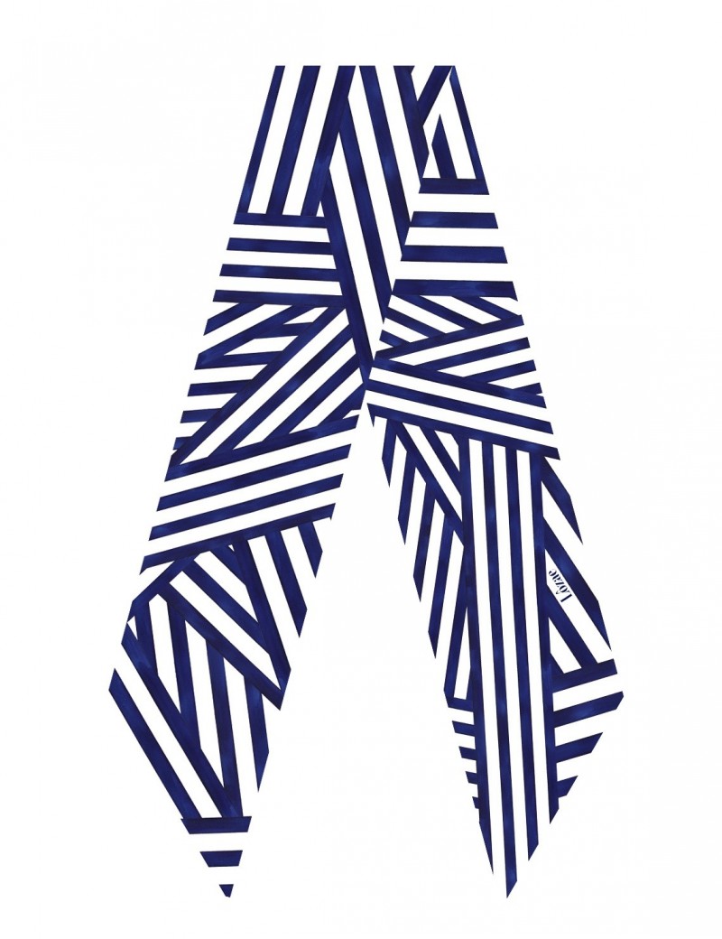 Ouessant navy blue sash scarf - flat Ouessant navy blue sash scarf - flat