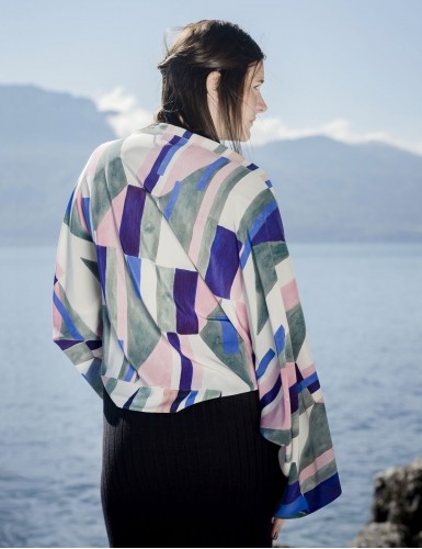 Foulard magique Burano bleu - worn back