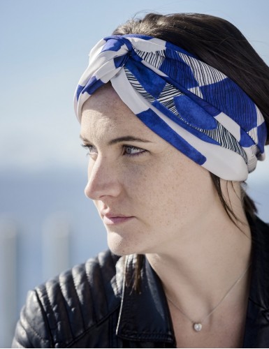 Foulard magique Santorin bleu - head