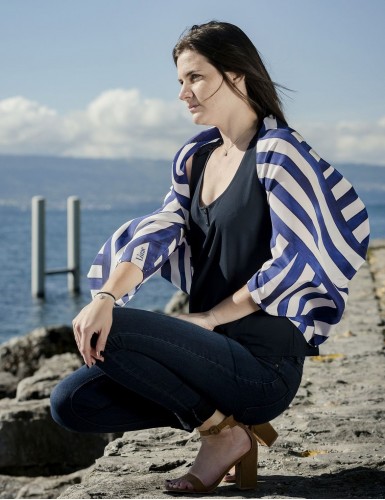 Foulard magique Ouessant bleu marine - worn
