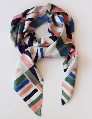 Burano blue sash scarf - packshot tied