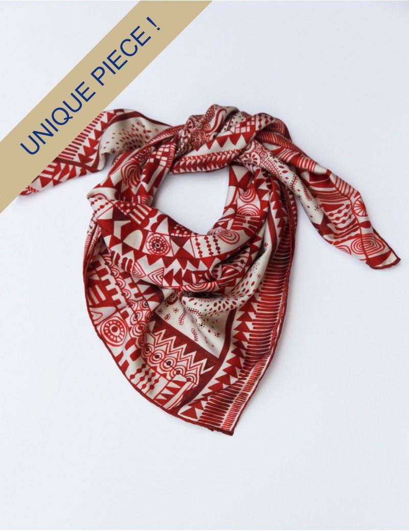 Foulard De Spectacle En Soie – Carré 19 X 19 Cm – Rouge – Neuf